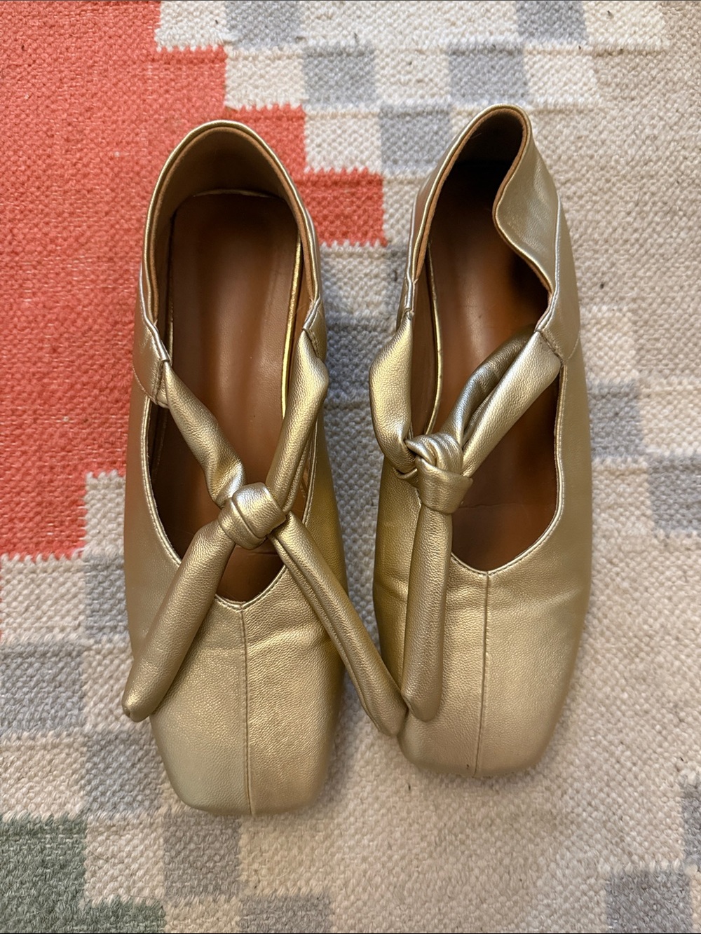 Women’s Gold Knotted Ballet Flats